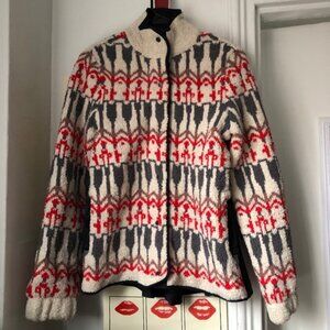 ANTHROPOLOGIE SLEEPING ON SNOW INTARSIA TEDDY COAT